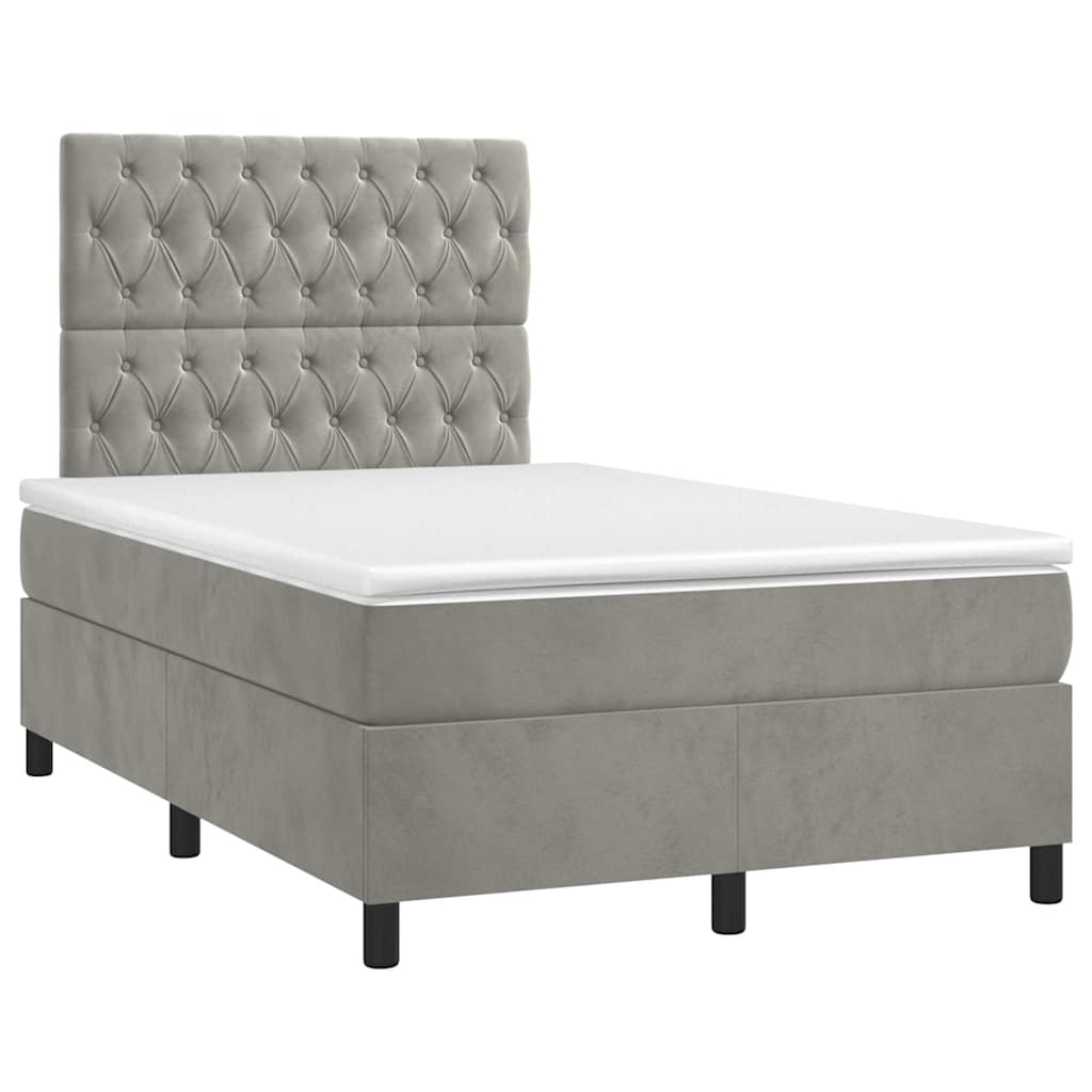 kontinentalseng med madras 120x190 cm velour lysegrå