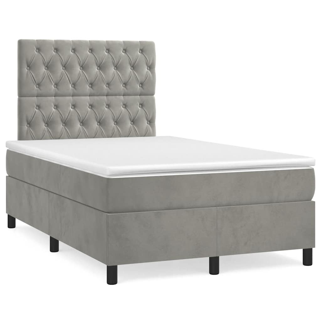 kontinentalseng med madras 120x190 cm velour lysegrå