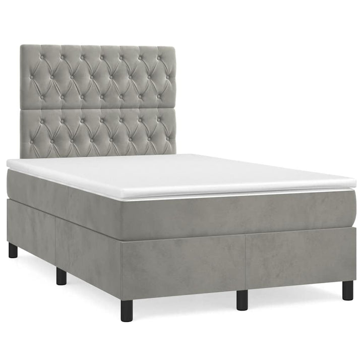kontinentalseng med madras 120x190 cm velour lysegrå