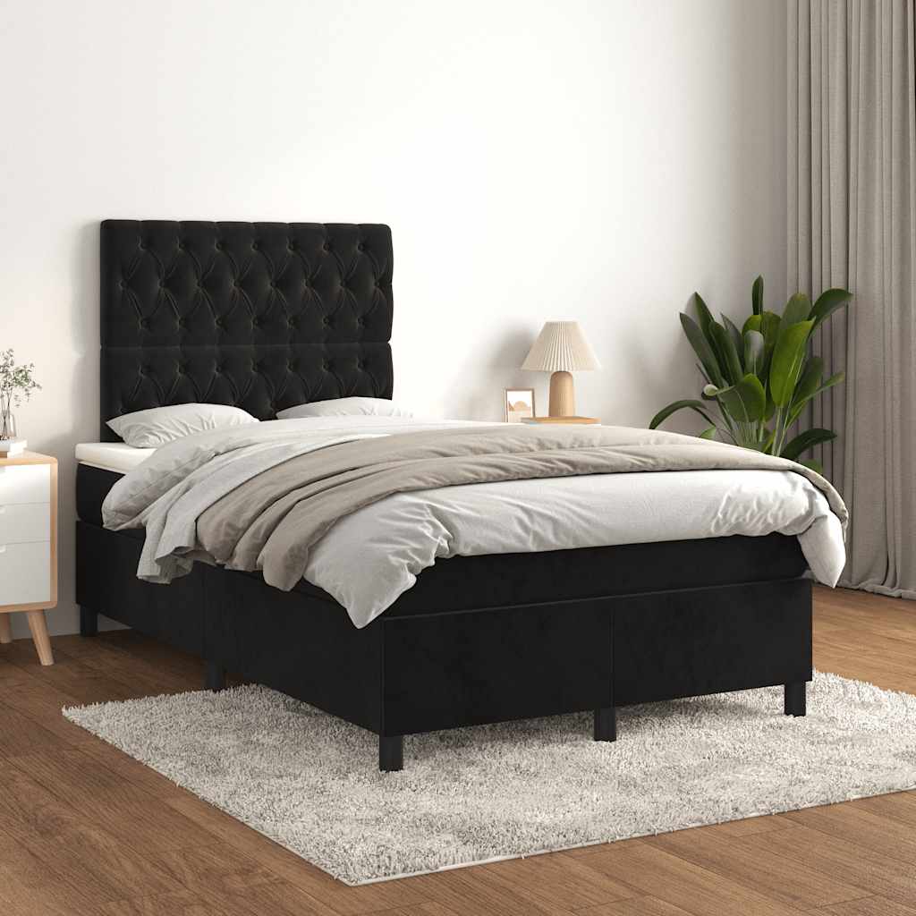 kontinentalseng med madras 120x190 cm velour sort