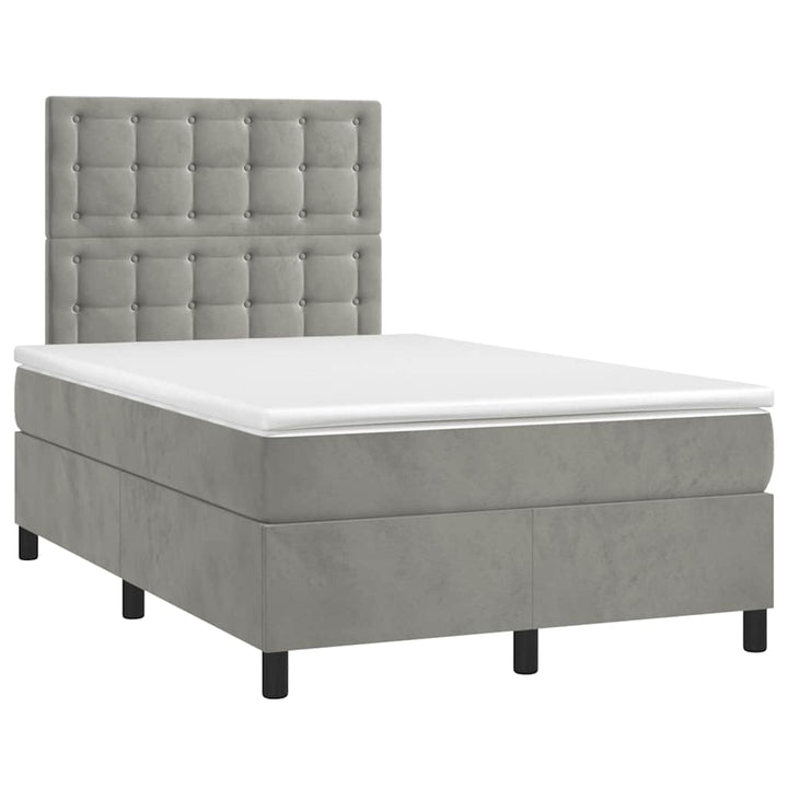 kontinentalseng med madras 120x190 cm velour lysegrå