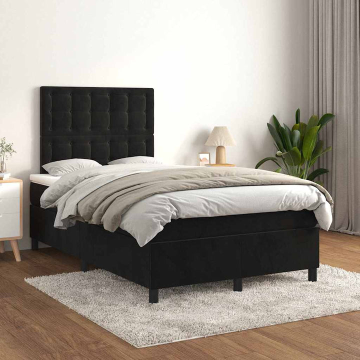 kontinentalseng med madras 120x190 cm velour sort