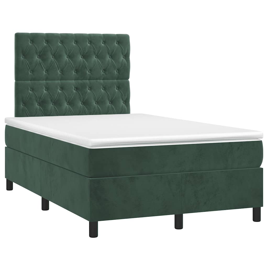 kontinentalseng med madras 120x190 cm velour mørkegrøn