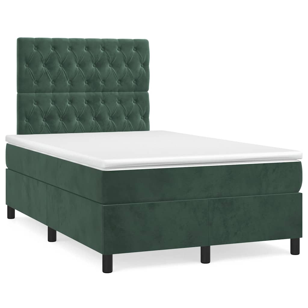 kontinentalseng med madras 120x190 cm velour mørkegrøn