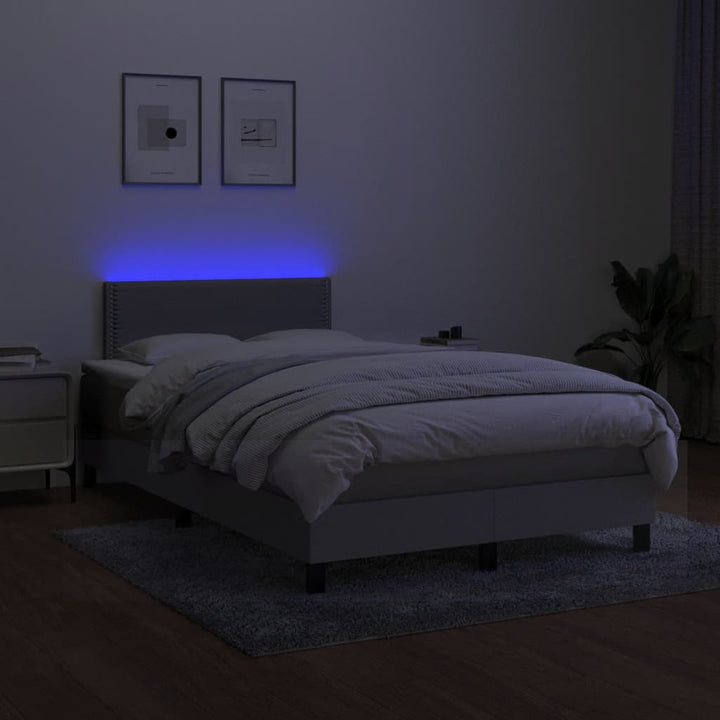 kontinentalseng med LED-lys 120x190 cm stof lysegrå