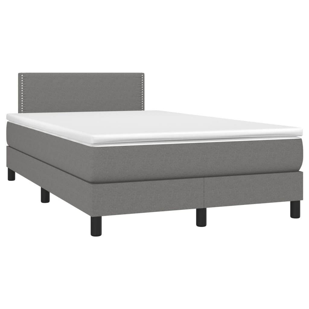 kontinentalseng med LED-lys 120x190 cm stof mørkegrå
