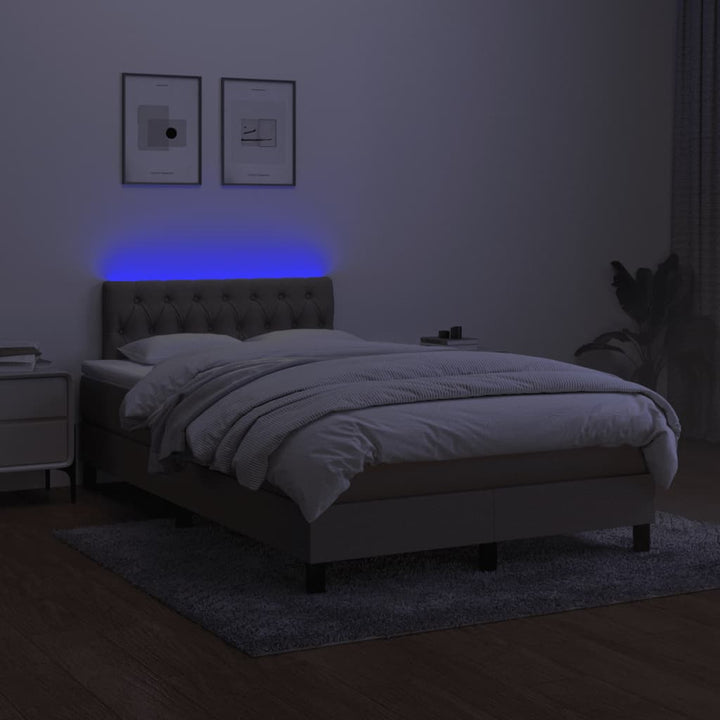 kontinentalseng med LED-lys 120x190 cm stof gråbrun