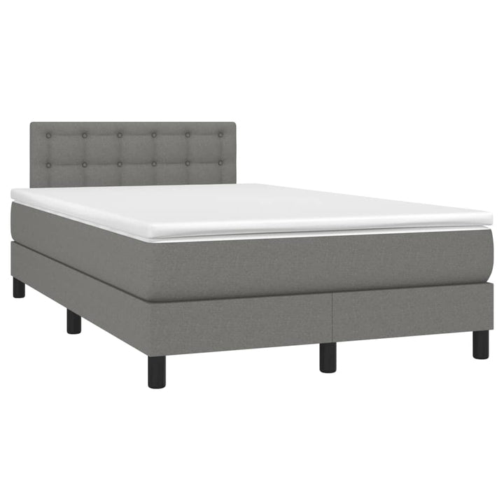 kontinentalseng med LED-lys 120x190 cm stof mørkegrå