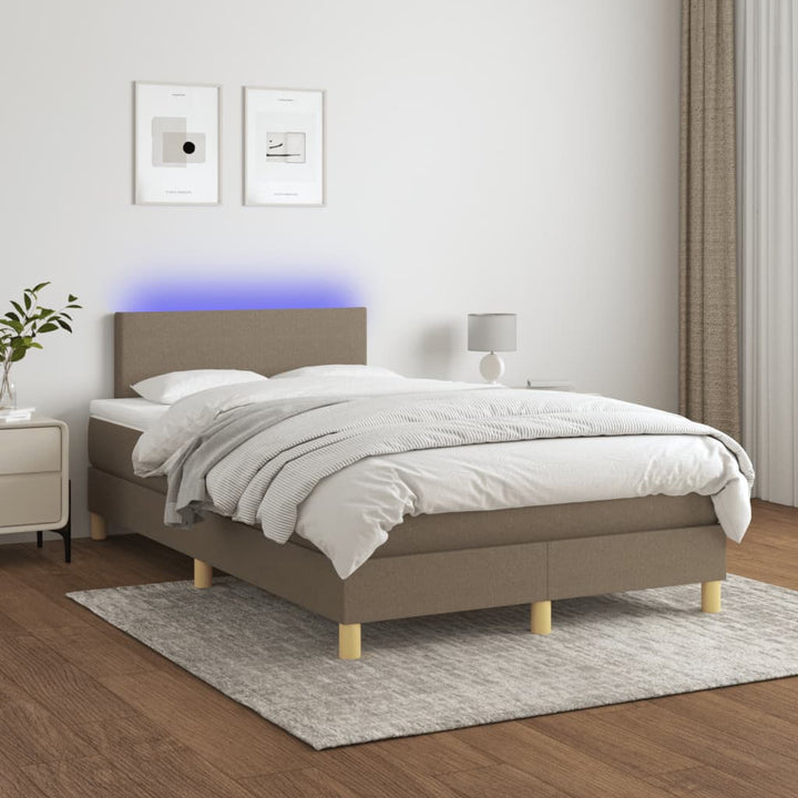 kontinentalseng med LED-lys 120x190 cm stof gråbrun