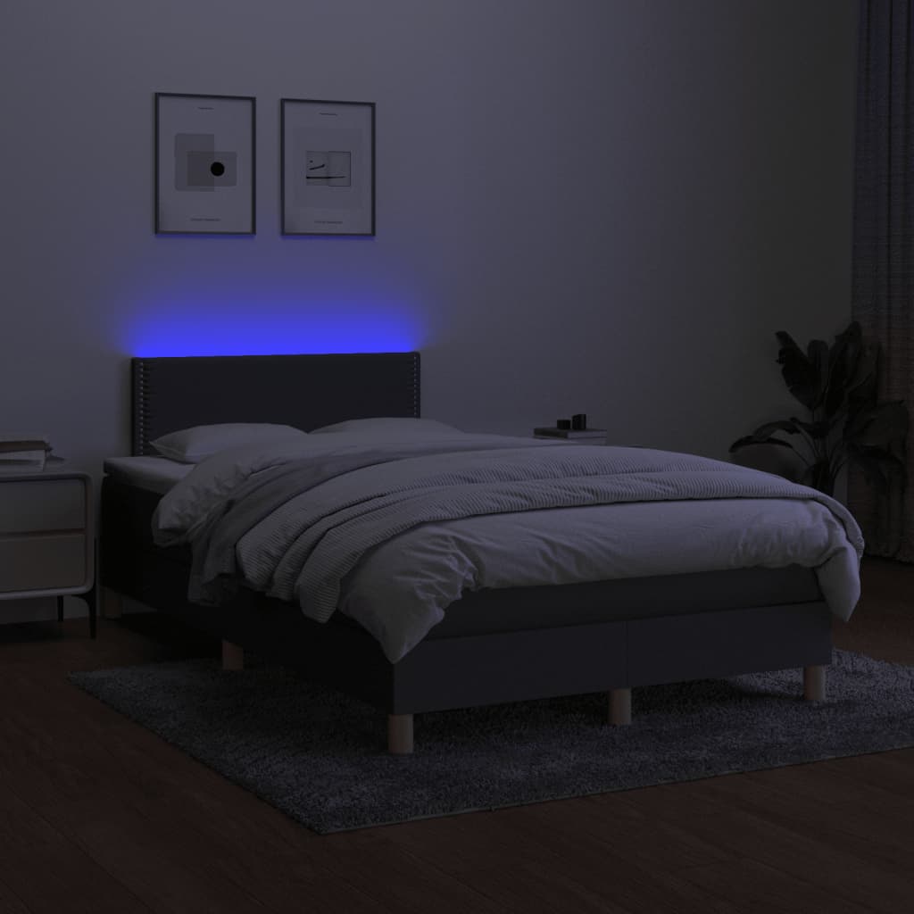 kontinentalseng med LED-lys 120x190 cm stof mørkegrå