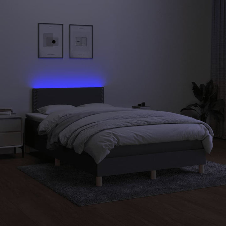 kontinentalseng med LED-lys 120x190 cm stof mørkegrå