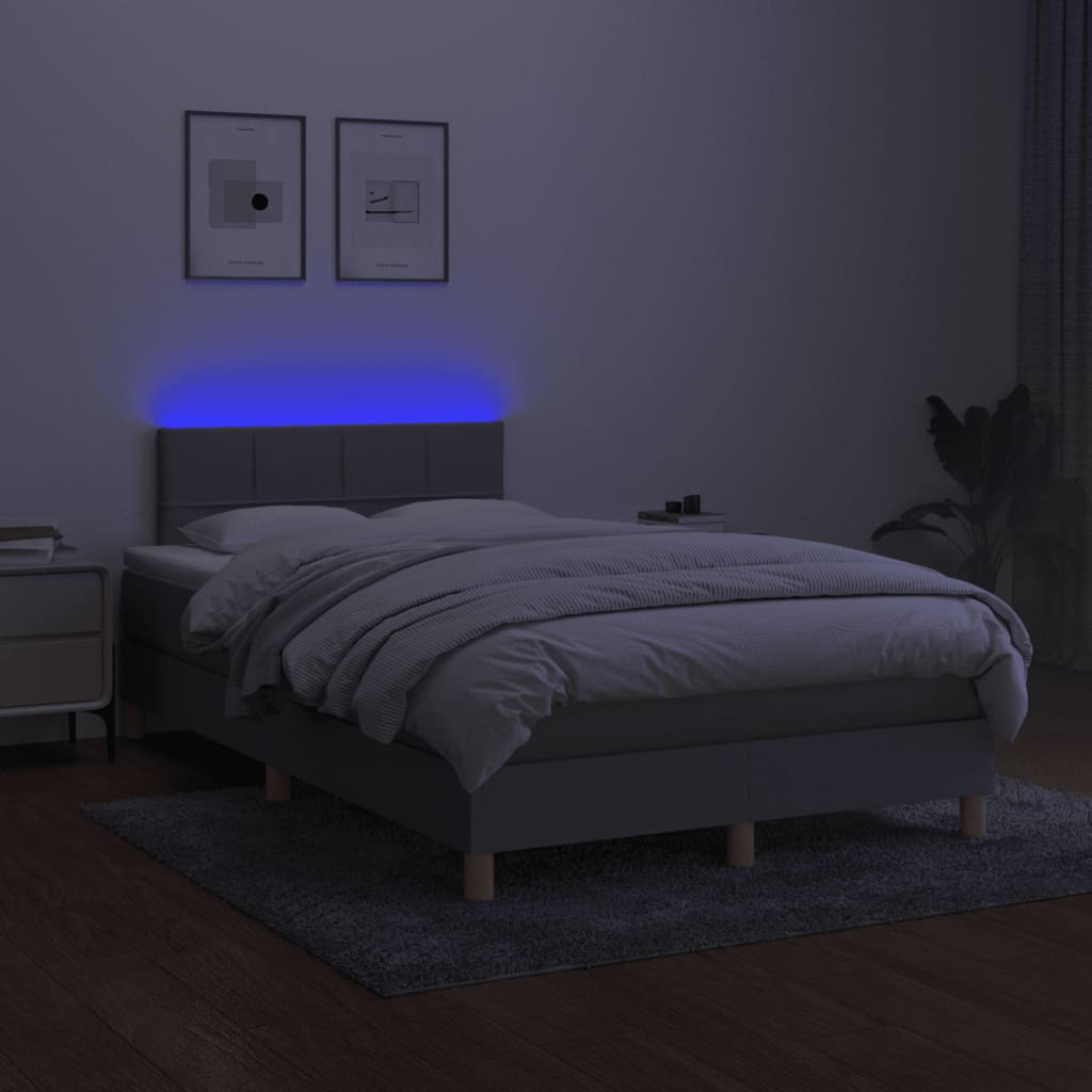 kontinentalseng med LED-lys 120x190 cm stof lysegrå