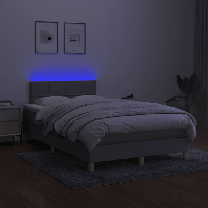 kontinentalseng med LED-lys 120x190 cm stof lysegrå