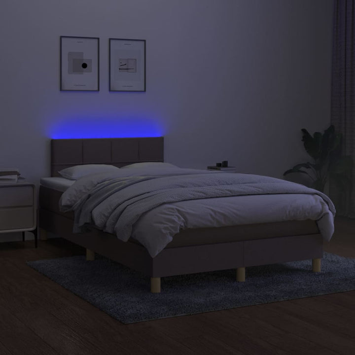 kontinentalseng med LED-lys 120x190 cm stof gråbrun