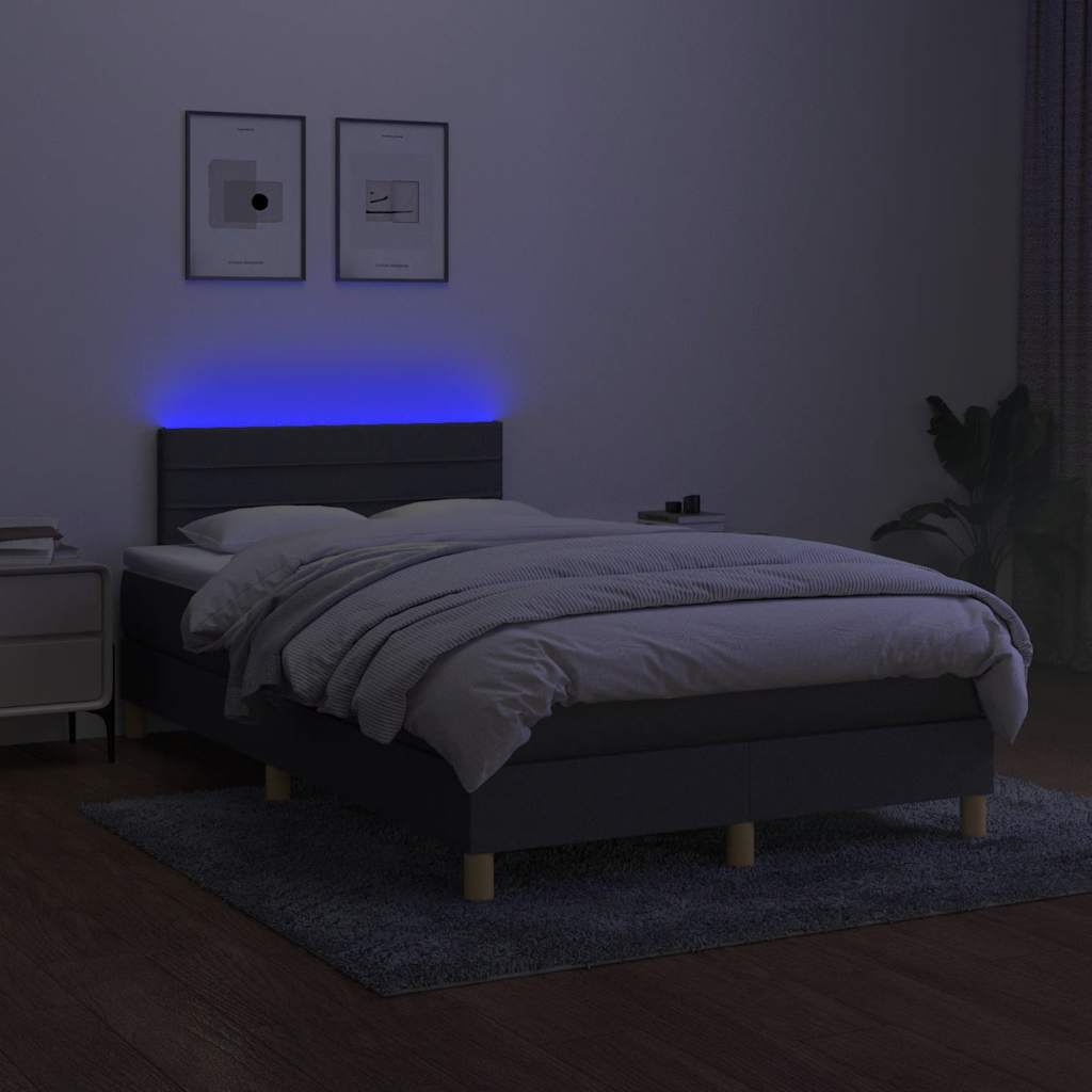 kontinentalseng med LED-lys 120x190 cm stof mørkegrå