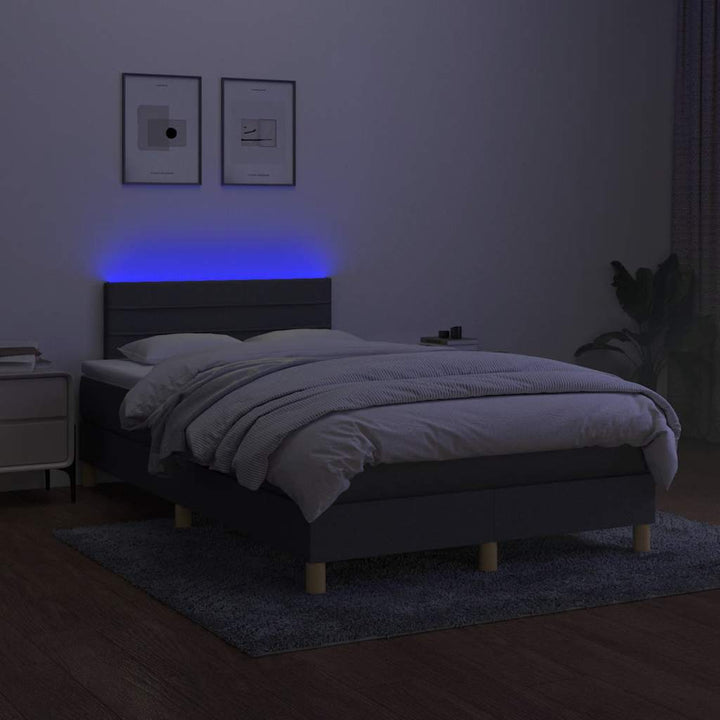 kontinentalseng med LED-lys 120x190 cm stof mørkegrå
