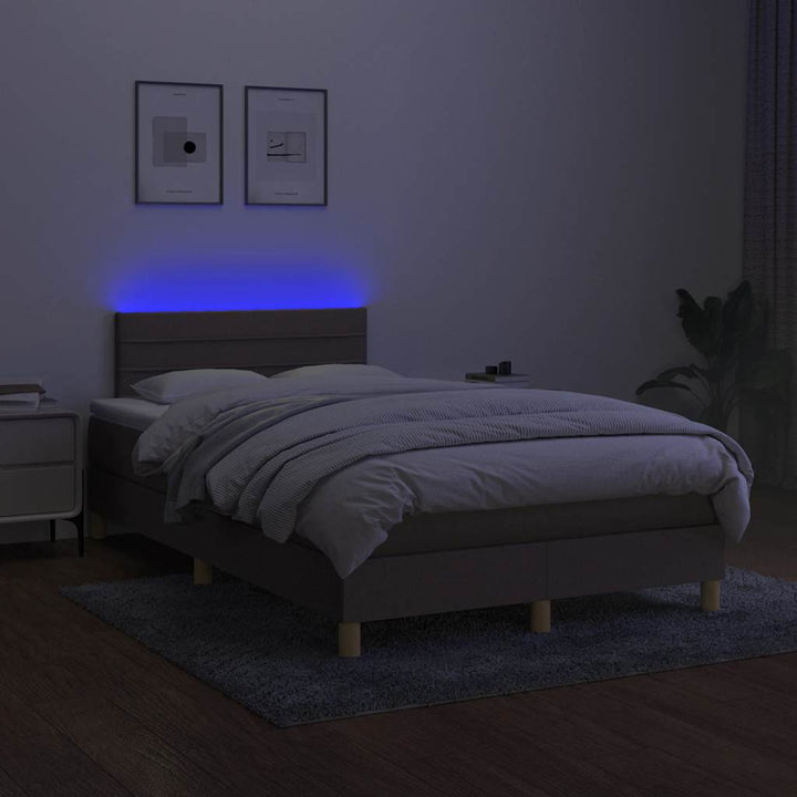 kontinentalseng med LED-lys 120x190 cm stof gråbrun