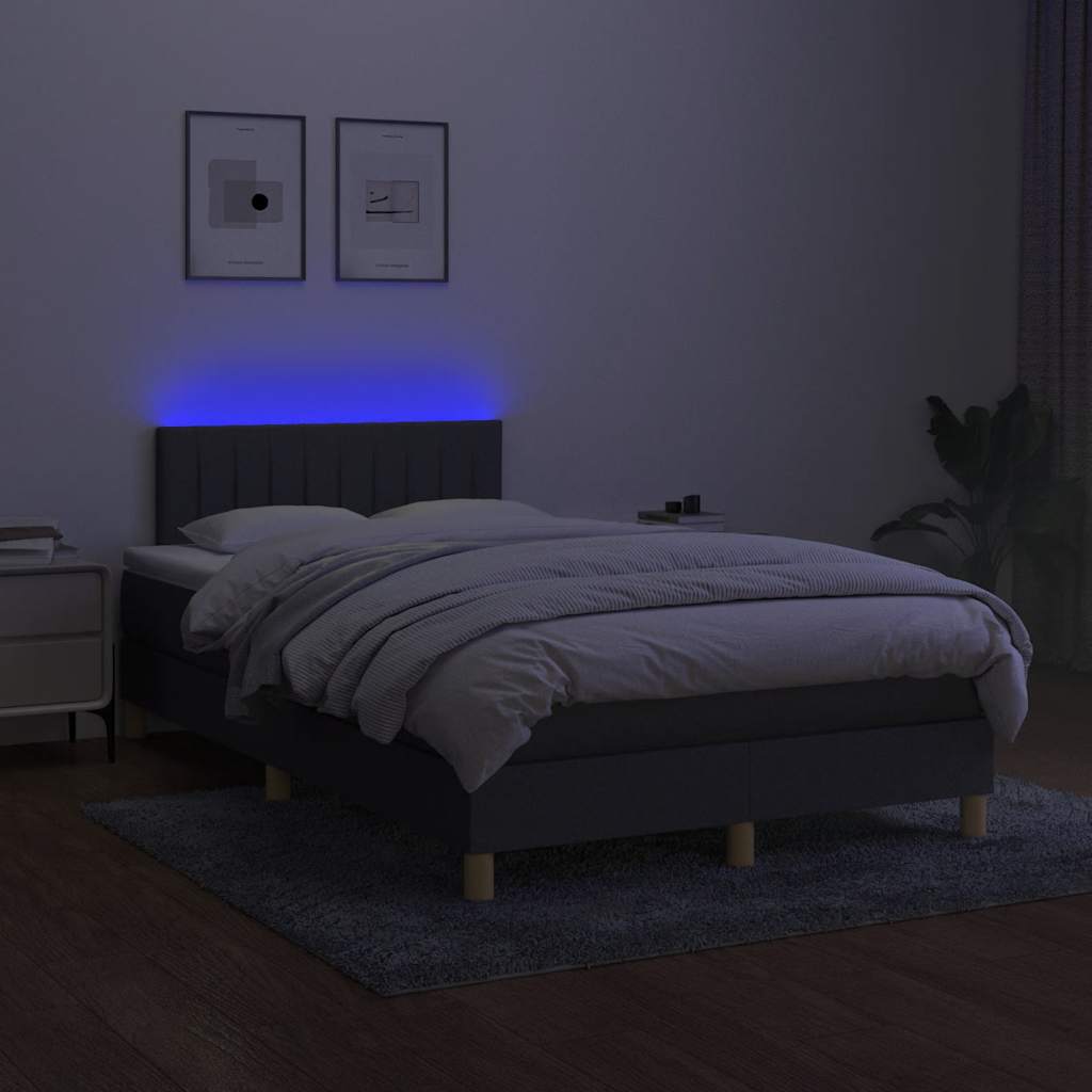 kontinentalseng med LED-lys 120x190 cm stof mørkegrå