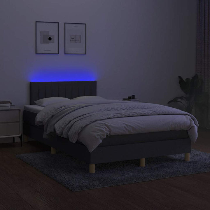 kontinentalseng med LED-lys 120x190 cm stof mørkegrå
