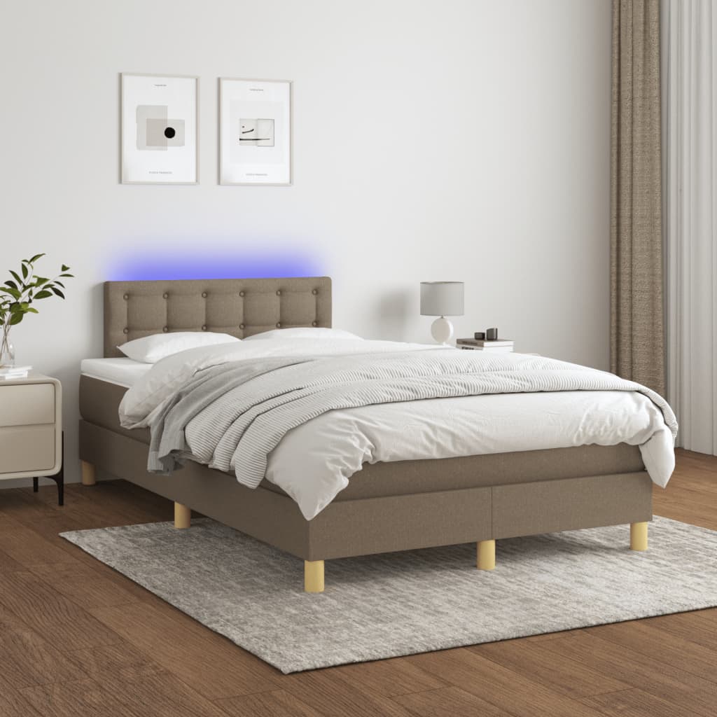 kontinentalseng med LED-lys 120x190 cm stof gråbrun