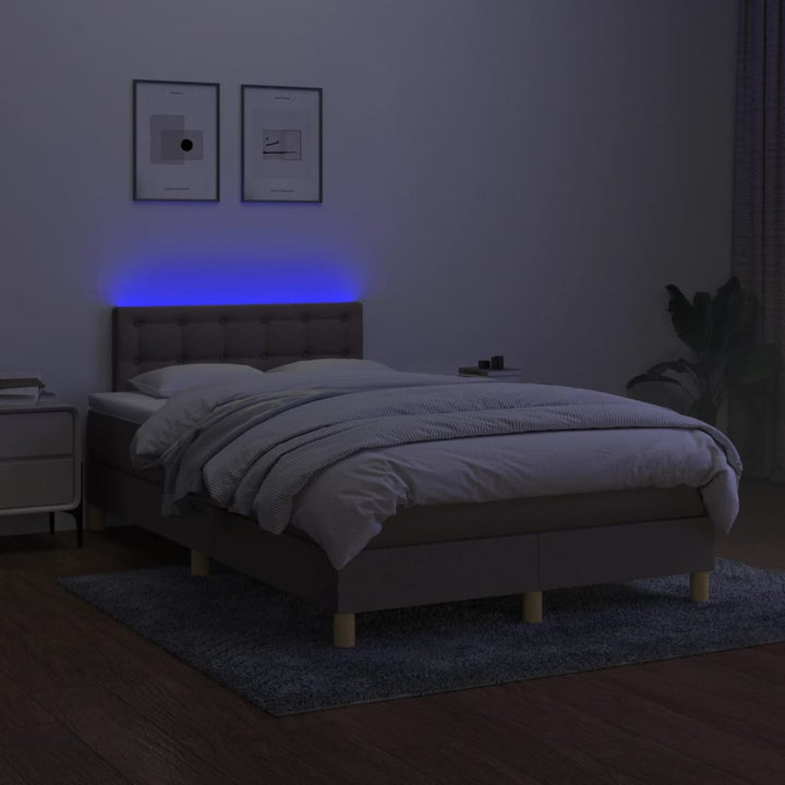 kontinentalseng med LED-lys 120x190 cm stof gråbrun