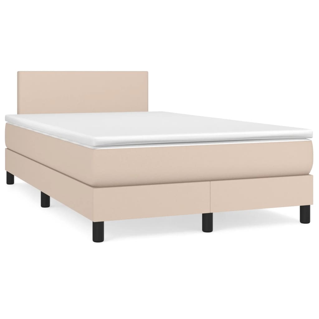 kontinentalseng LED-lys 120x190 cm kunstlæder cappuccinofarvet
