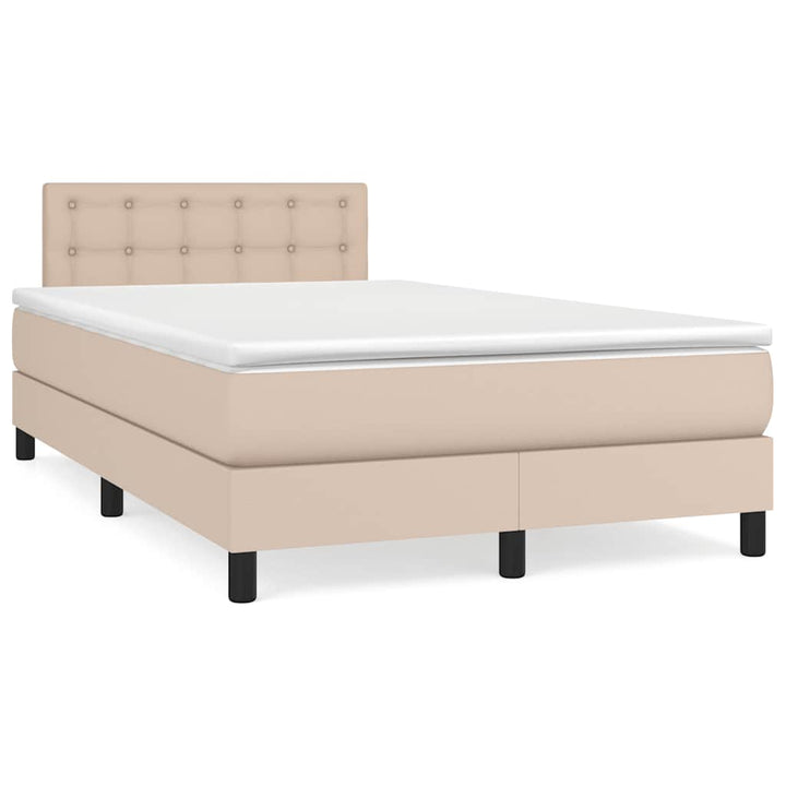 kontinentalseng LED-lys 120x190 cm kunstlæder cappuccinofarvet