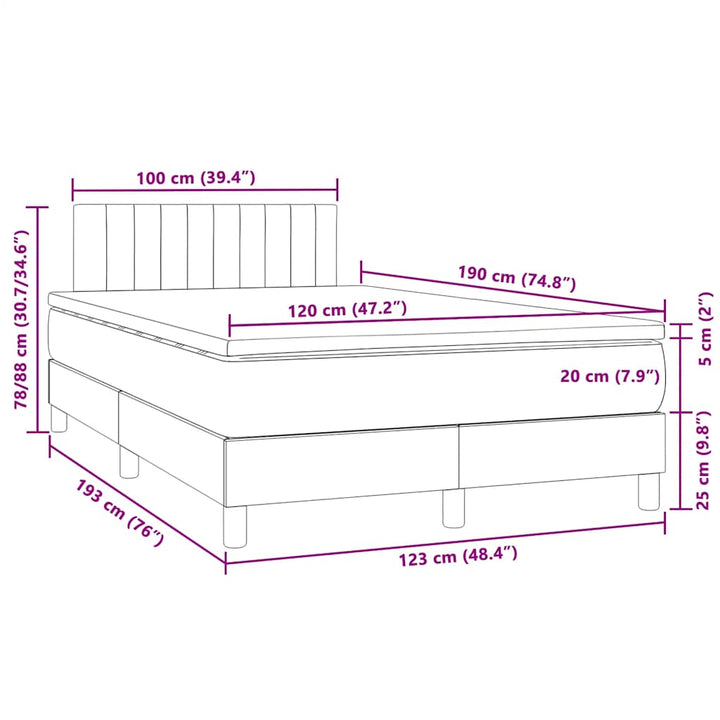 kontinentalseng med madras og LED-lys 120x190 cm velour sort