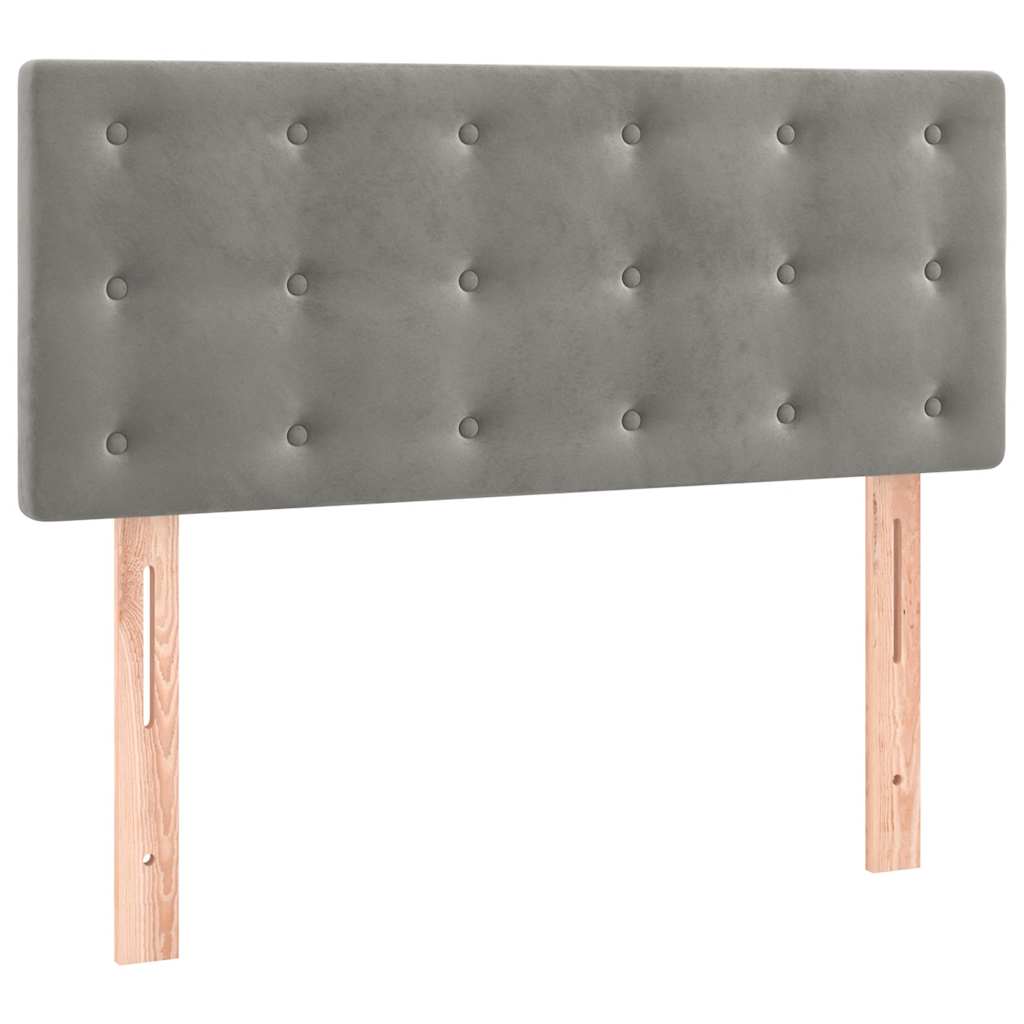 kontinentalseng med madras og LED-lys 120x190 cm fløjl lysegrå