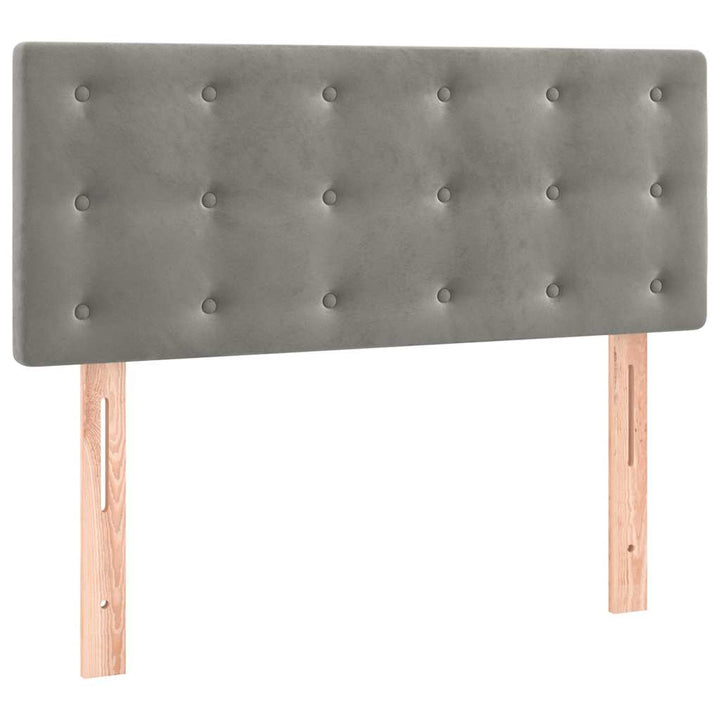 kontinentalseng med madras og LED-lys 120x190 cm fløjl lysegrå