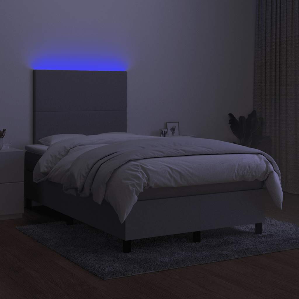 kontinentalseng med LED-lys 120x190 cm stof lysegrå