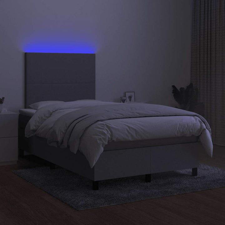 kontinentalseng med LED-lys 120x190 cm stof lysegrå