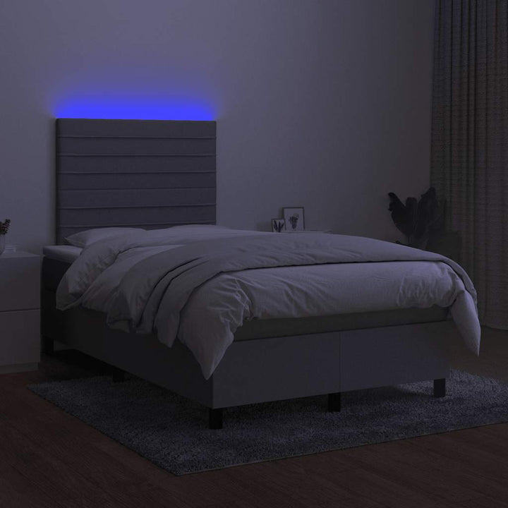 kontinentalseng med LED-lys 120x190 cm stof lysegrå