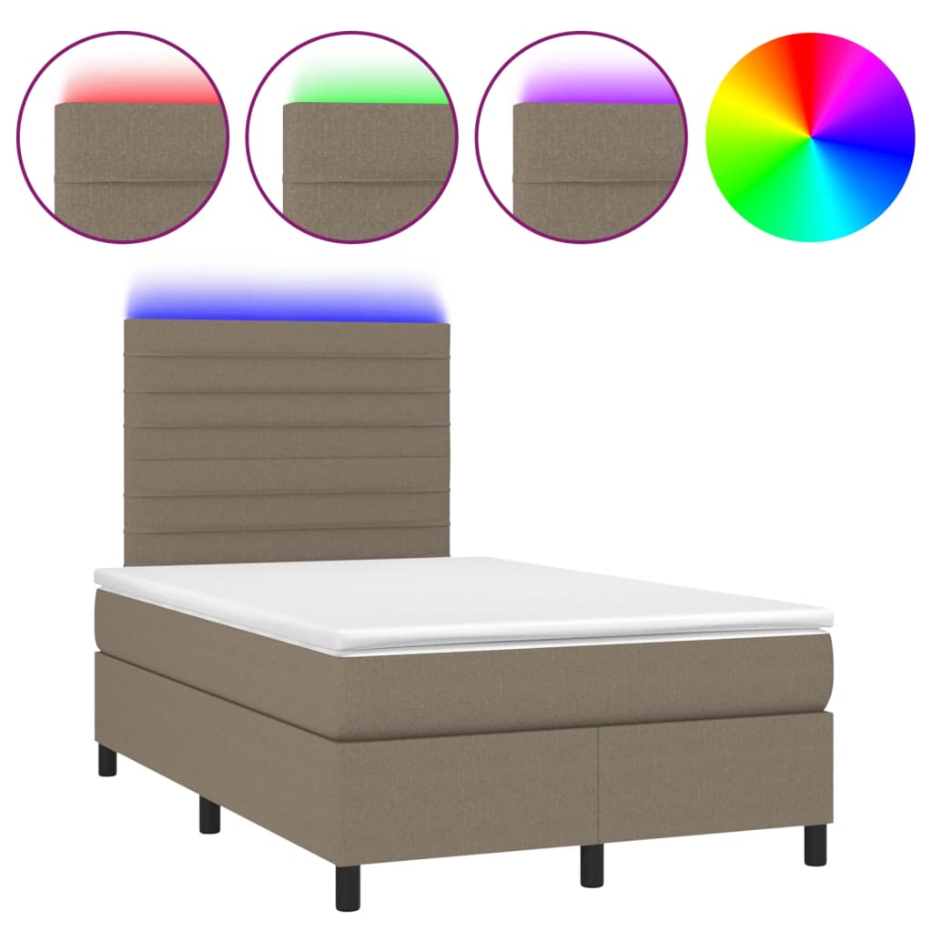 kontinentalseng med LED-lys 120x190 cm stof gråbrun