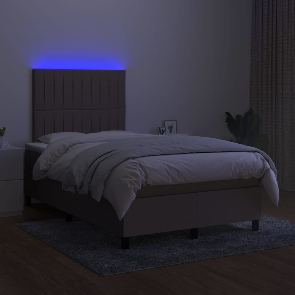 kontinentalseng med LED-lys 120x190 cm stof gråbrun