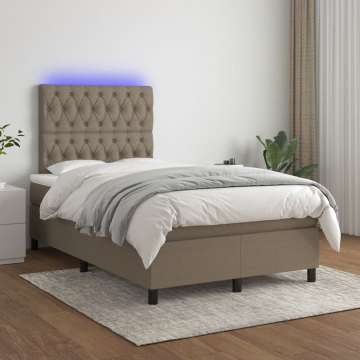 kontinentalseng med LED-lys 120x190 cm stof gråbrun