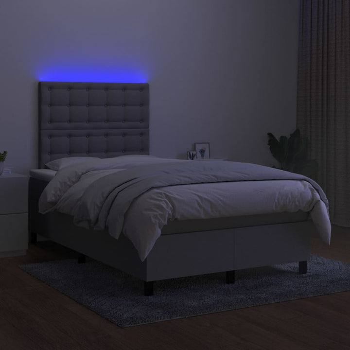 kontinentalseng med LED-lys 120x190 cm stof lysegrå