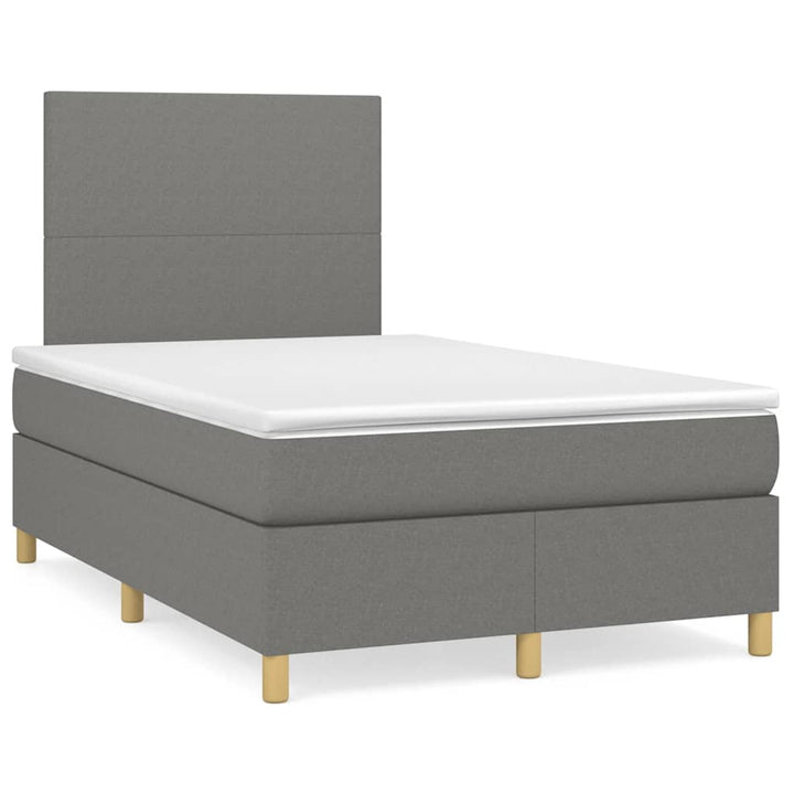 kontinentalseng med LED-lys 120x190 cm stof mørkegrå