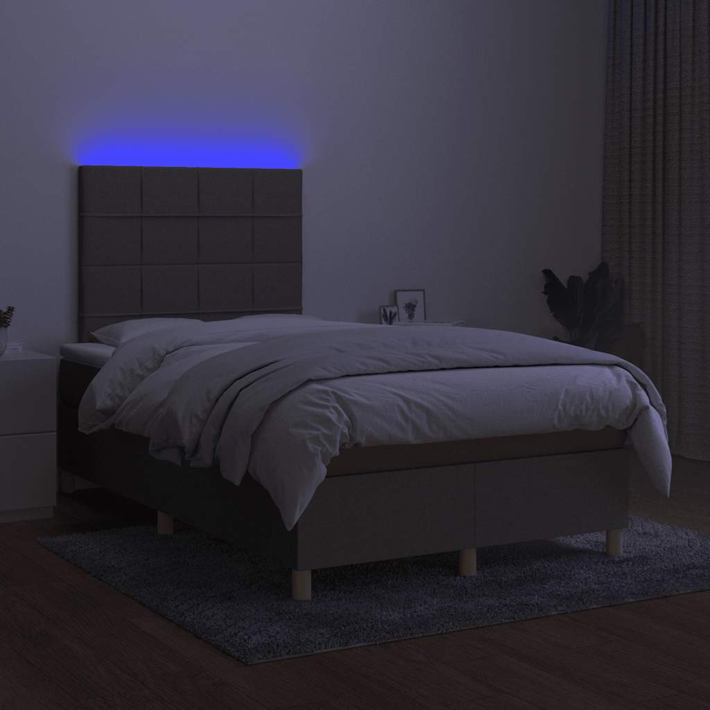 kontinentalseng med LED-lys 120x190 cm stof gråbrun