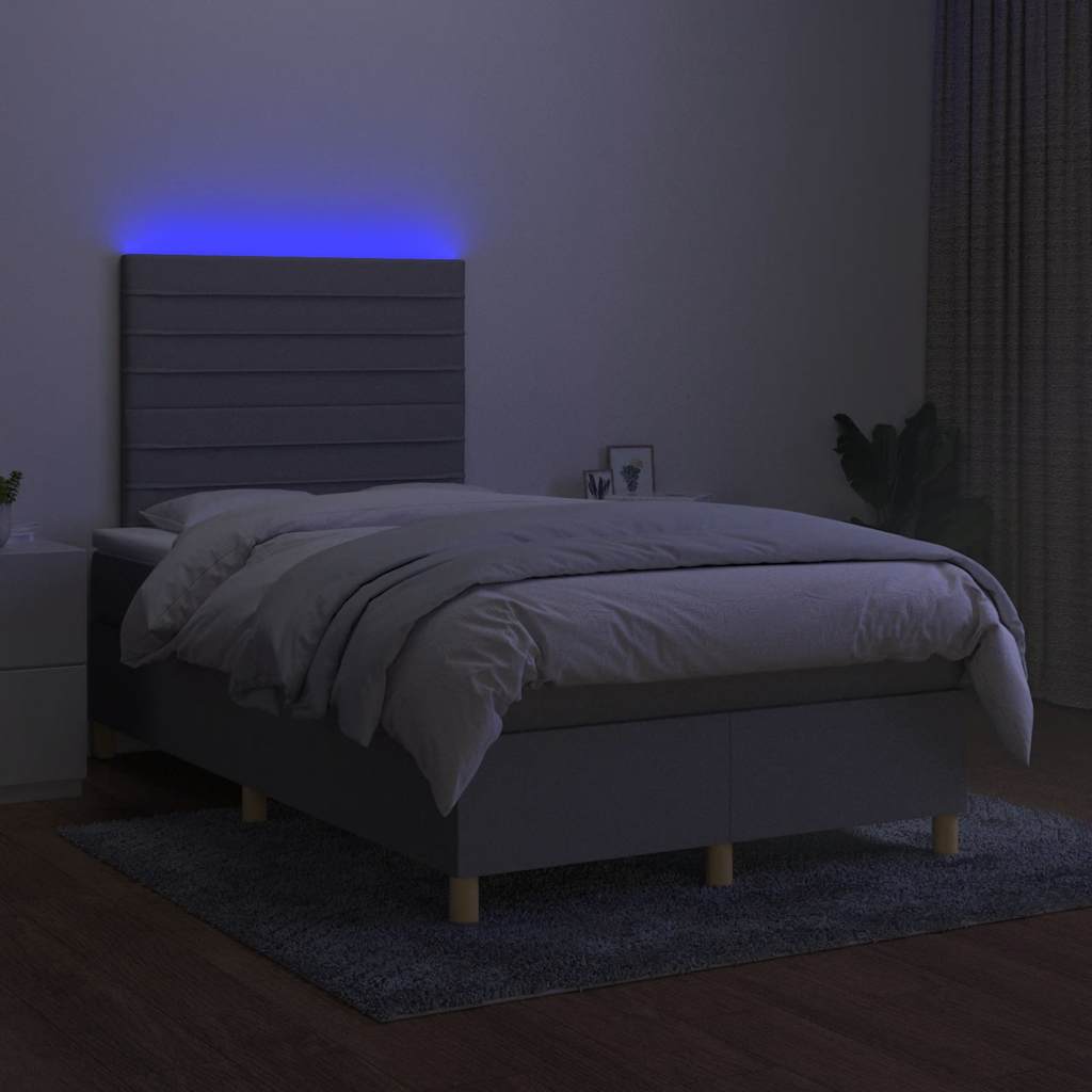 kontinentalseng med LED-lys 120x190 cm stof lysegrå