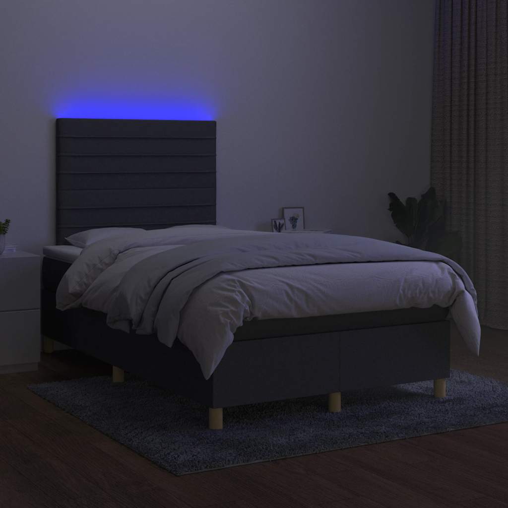 kontinentalseng med LED-lys 120x190 cm stof mørkegrå