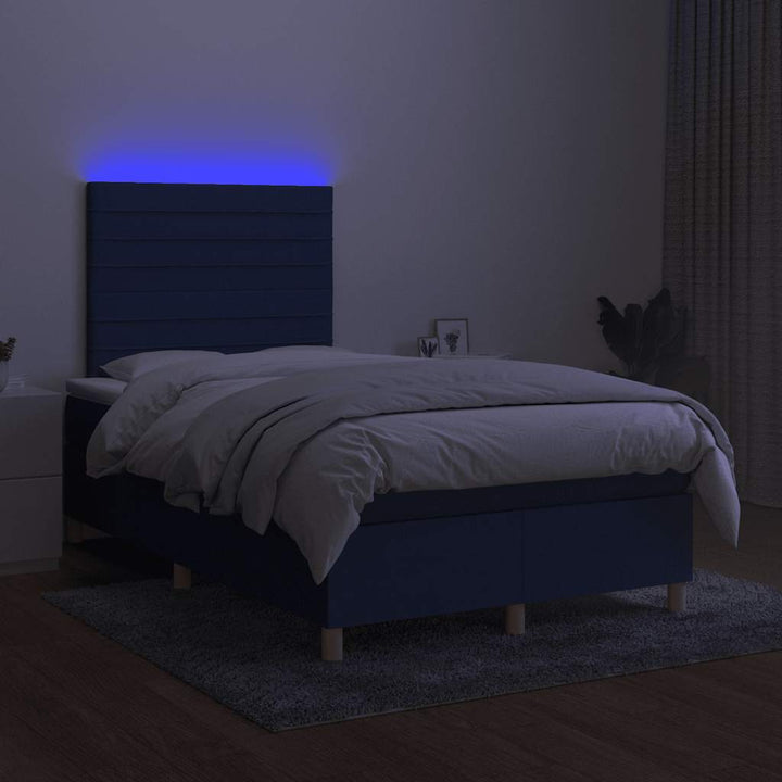 kontinentalseng med LED-lys 120x190 cm stof blå