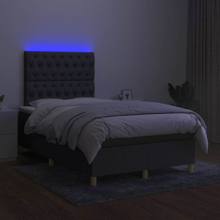 kontinentalseng med LED-lys 120x190 cm stof mørkegrå