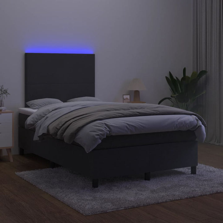 kontinentalseng med madras og LED-lys 120x190 cm velour sort