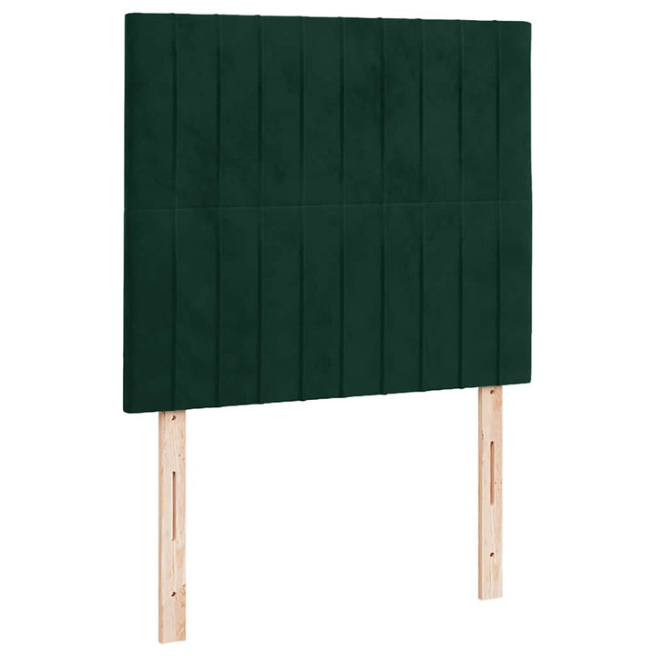 kontinentalseng med madras og LED-lys 120x190cm fløjl mørkegrøn