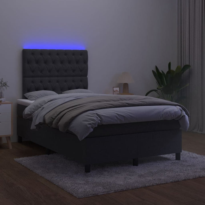 kontinentalseng med madras og LED-lys 120x190 cm fløjl sort