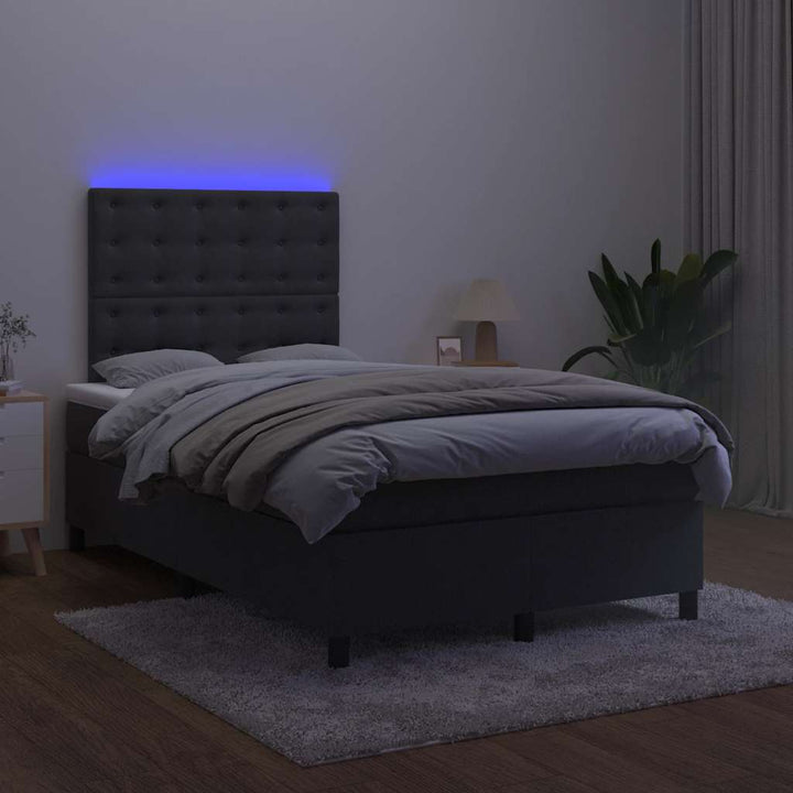 kontinentalseng med madras og LED-lys 120x190 cm velour sort
