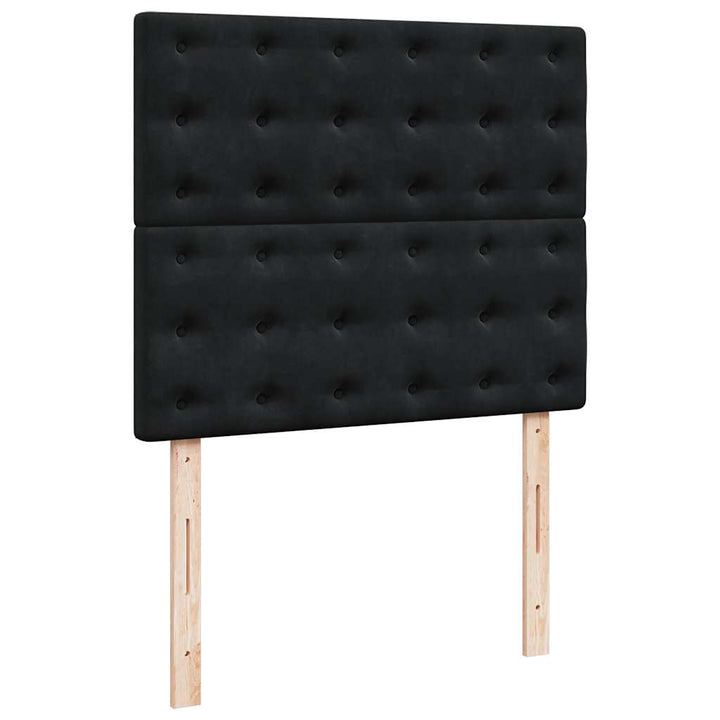 kontinentalseng med madras og LED-lys 120x190 cm velour sort