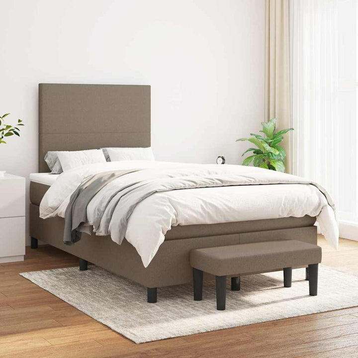 kontinentalseng med madras 120x190 cm stof gråbrun