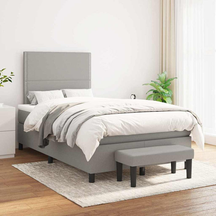kontinentalseng med madras 120x190 cm stof lysegrå